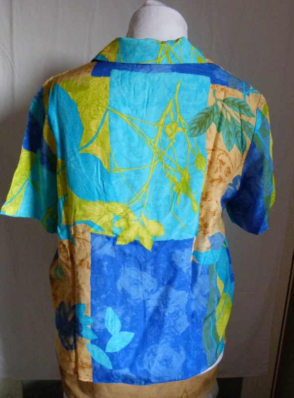 Sommer Bluse mit Natur-Motiv, grün blau türkis, Boho Strand Goa Festival Hippie Landleben Mori