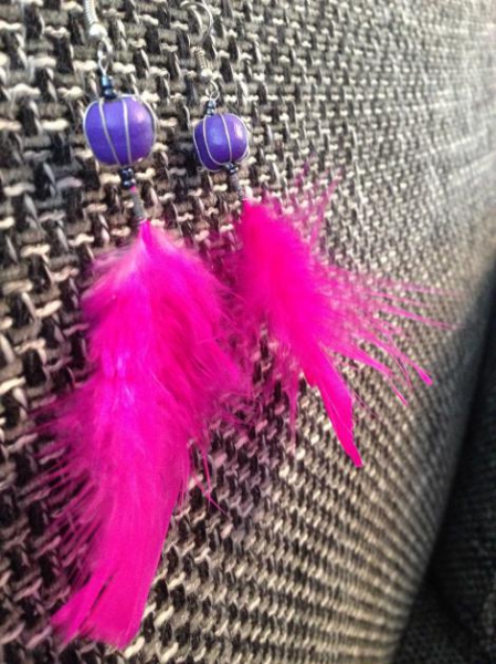 Ohrringe DIY Ohrhänger Fischhacken Federn Pink