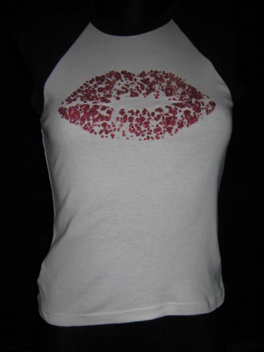 NEU * Sexy * ausgefallen * frech * Glitzer * Kussmund * Bodycon * T- Shirt 