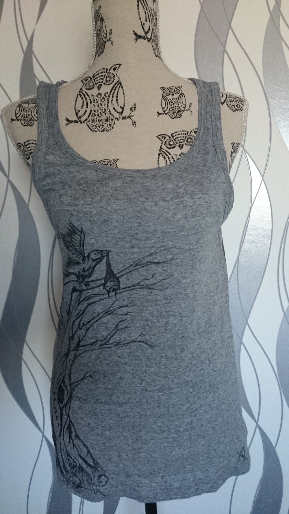grau meliertes Gothic Top, Unikat
