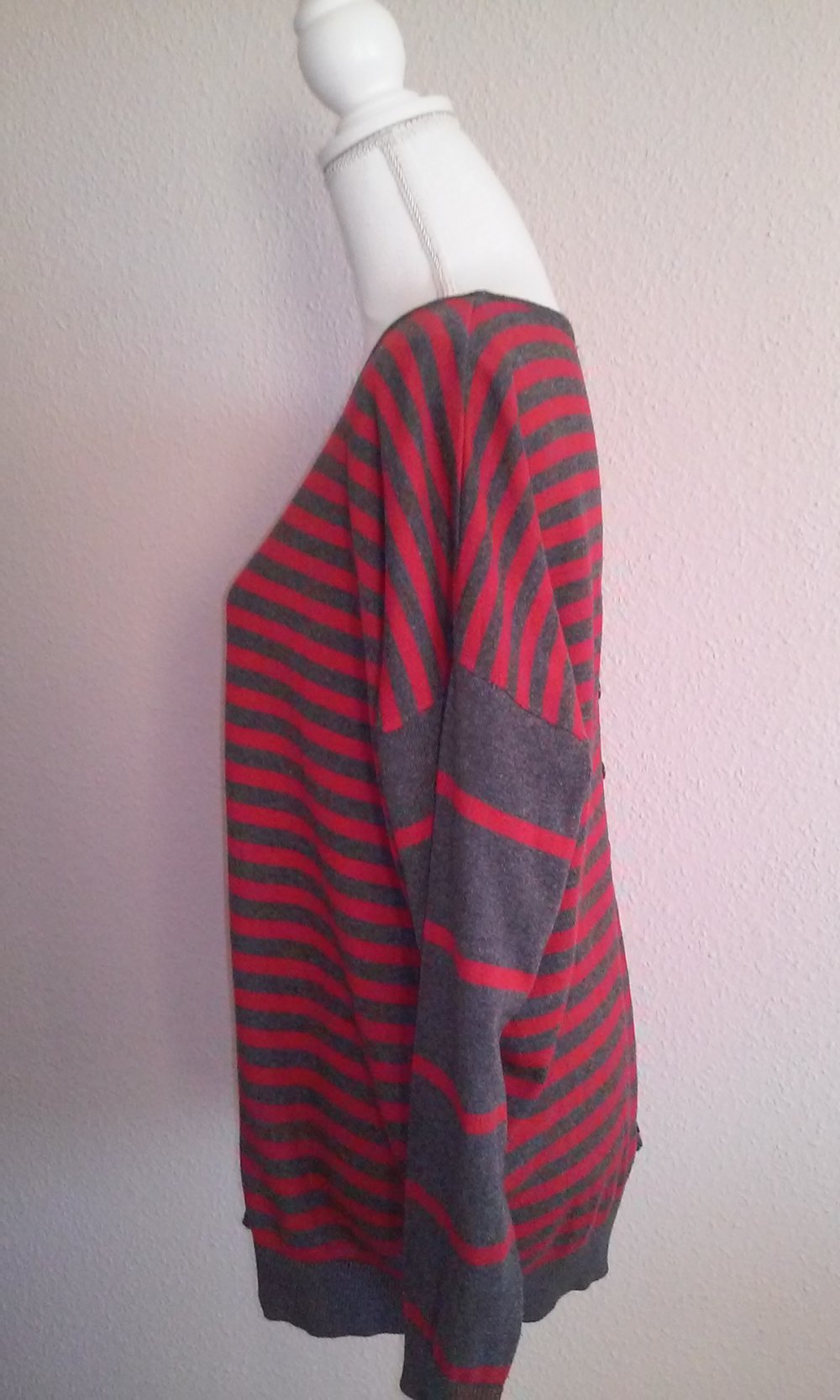 Pullover Pulli langarm rot/grau 