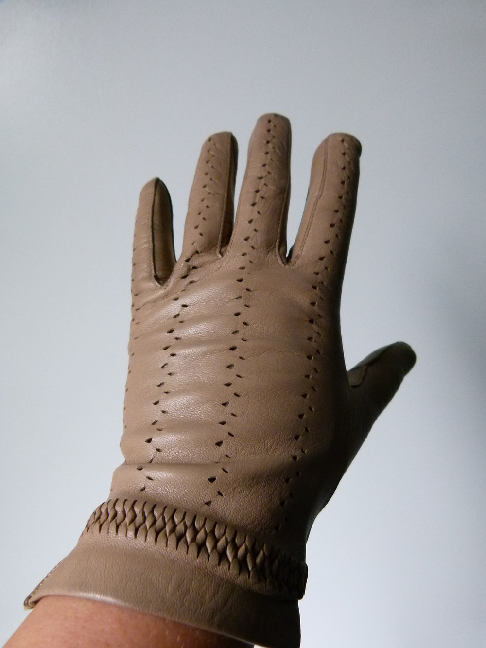 Leder Handschuhe, True Vintage, nude hellbraun, Gothic Boho Mori Steampunk Larp Retro