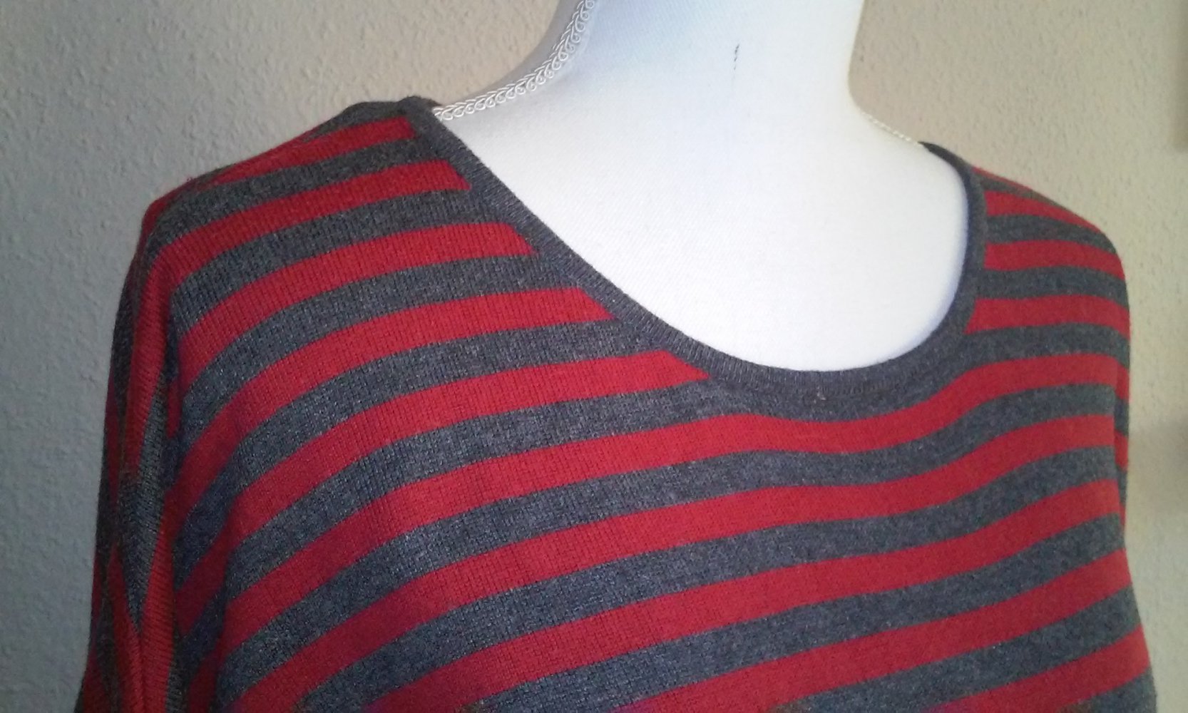 Pullover Pulli langarm rot/grau 