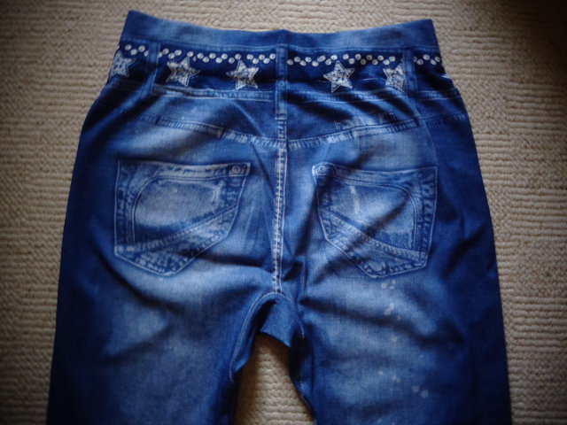 #Leggings mit Jeansdruck ca. Gr. S/M blau, nicht getragen