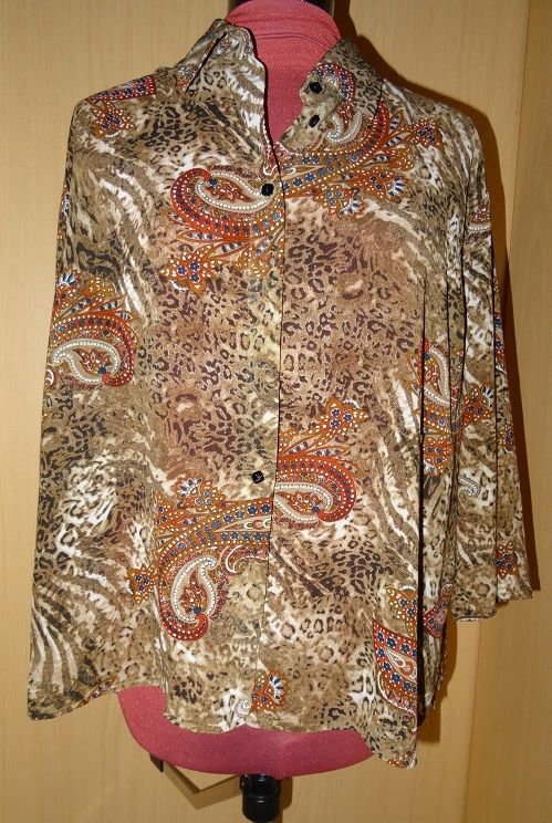 Bluse Gr. 48 beige braun gemustert