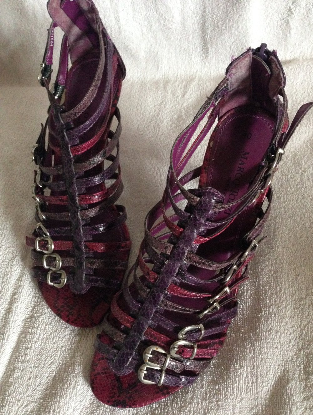 NEU Marco Tozzi Sandalen Absatz Riemchen Highheels Pumps tierprint lila 40
