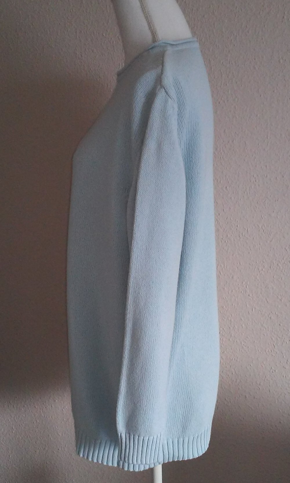 long Sweatshirt Langarm Shirt Rundhals/kl.Kragen Pulli Basic Oberteil hellblau