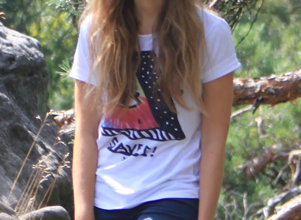 Weißes Shirt mit Print: Batik, Auge, Saved!