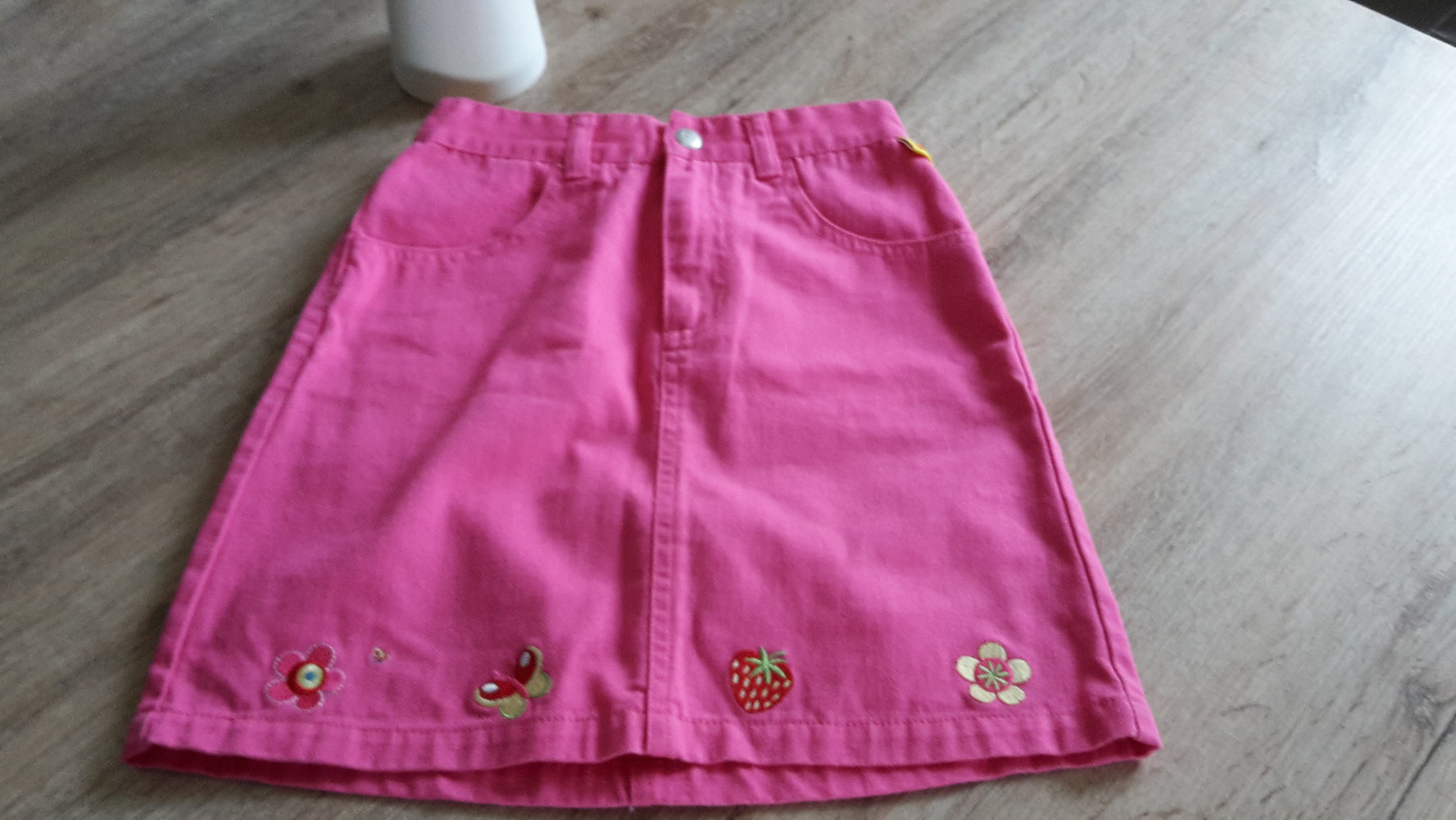 Gr.134 Jeans rock pink rosa süß Sommer erdbeere Mädchen
