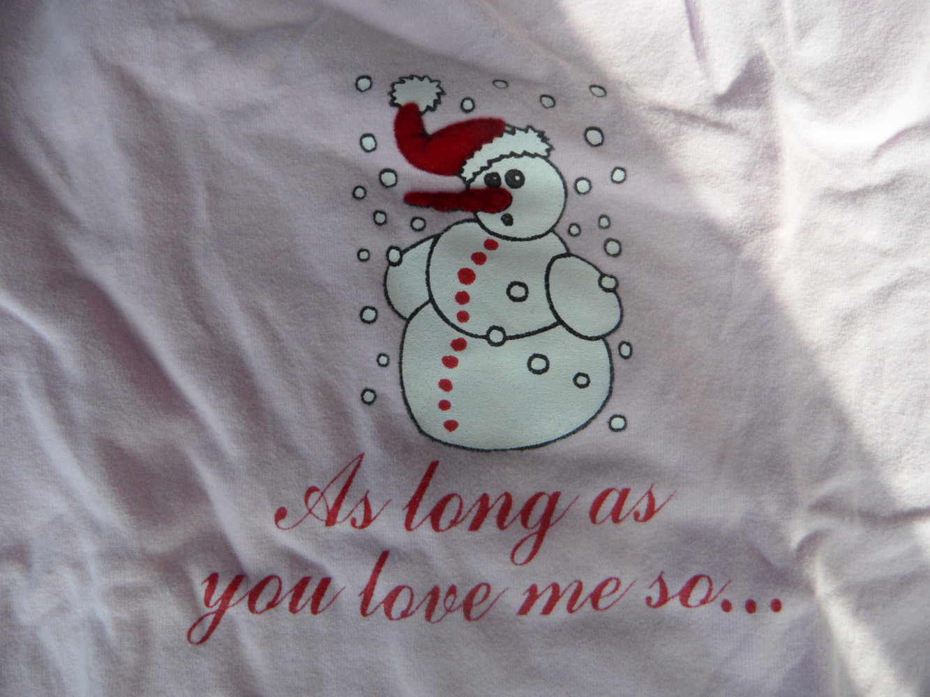 Review tolles Winter-Shirt Schneemann 104/110 Flockdruck