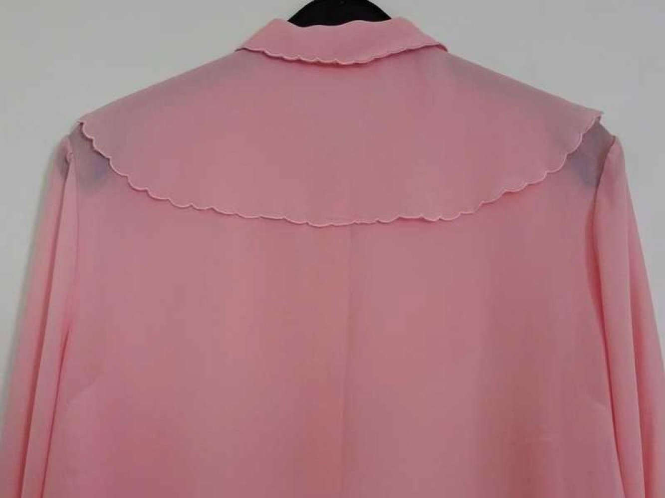 Rosa Vintage Bluse 80er Transparent Bubikragen Gr. M
