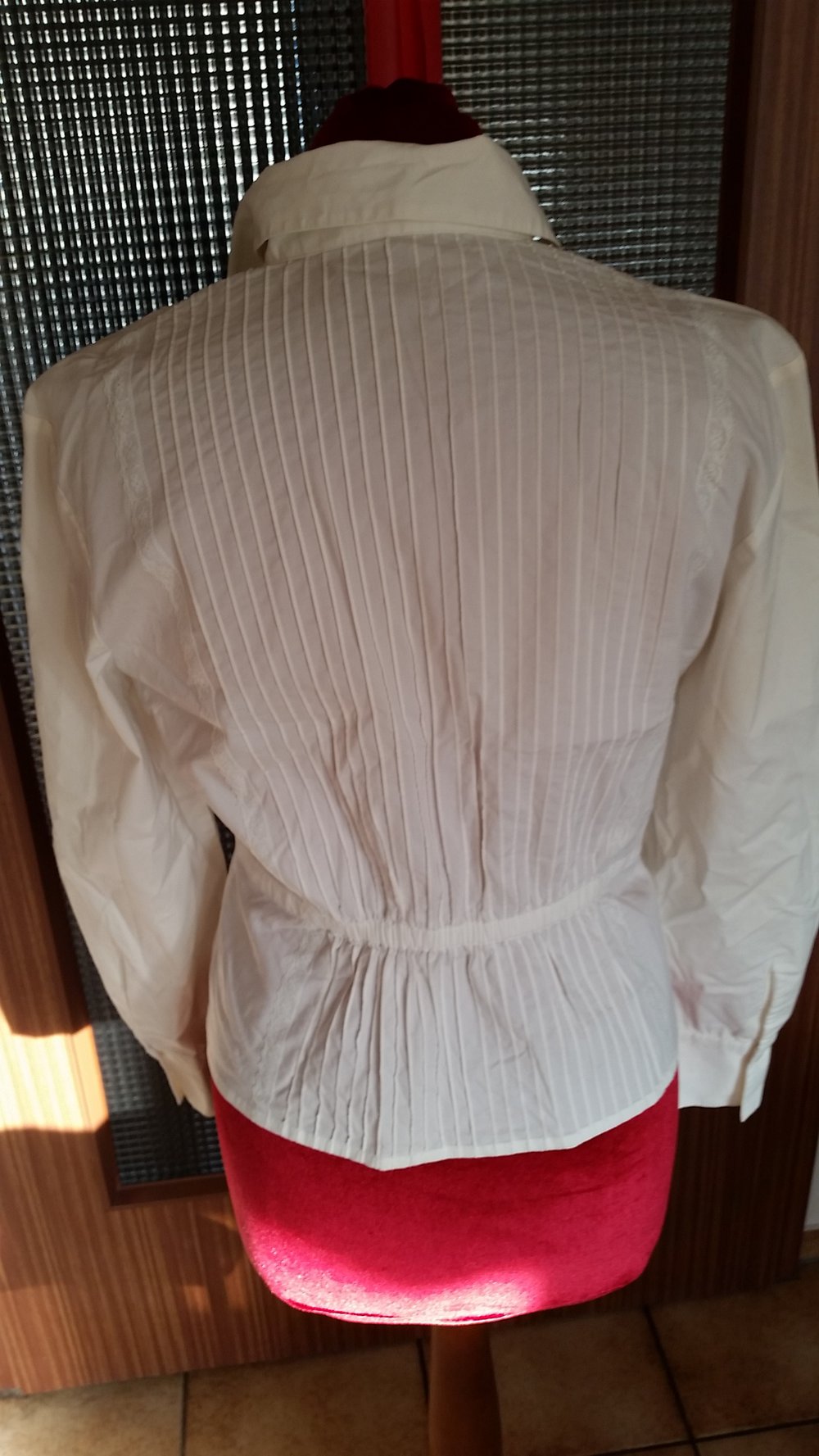 Bluse, Apriori, tailliert, cremefarben, Größe 36, mit Biesen