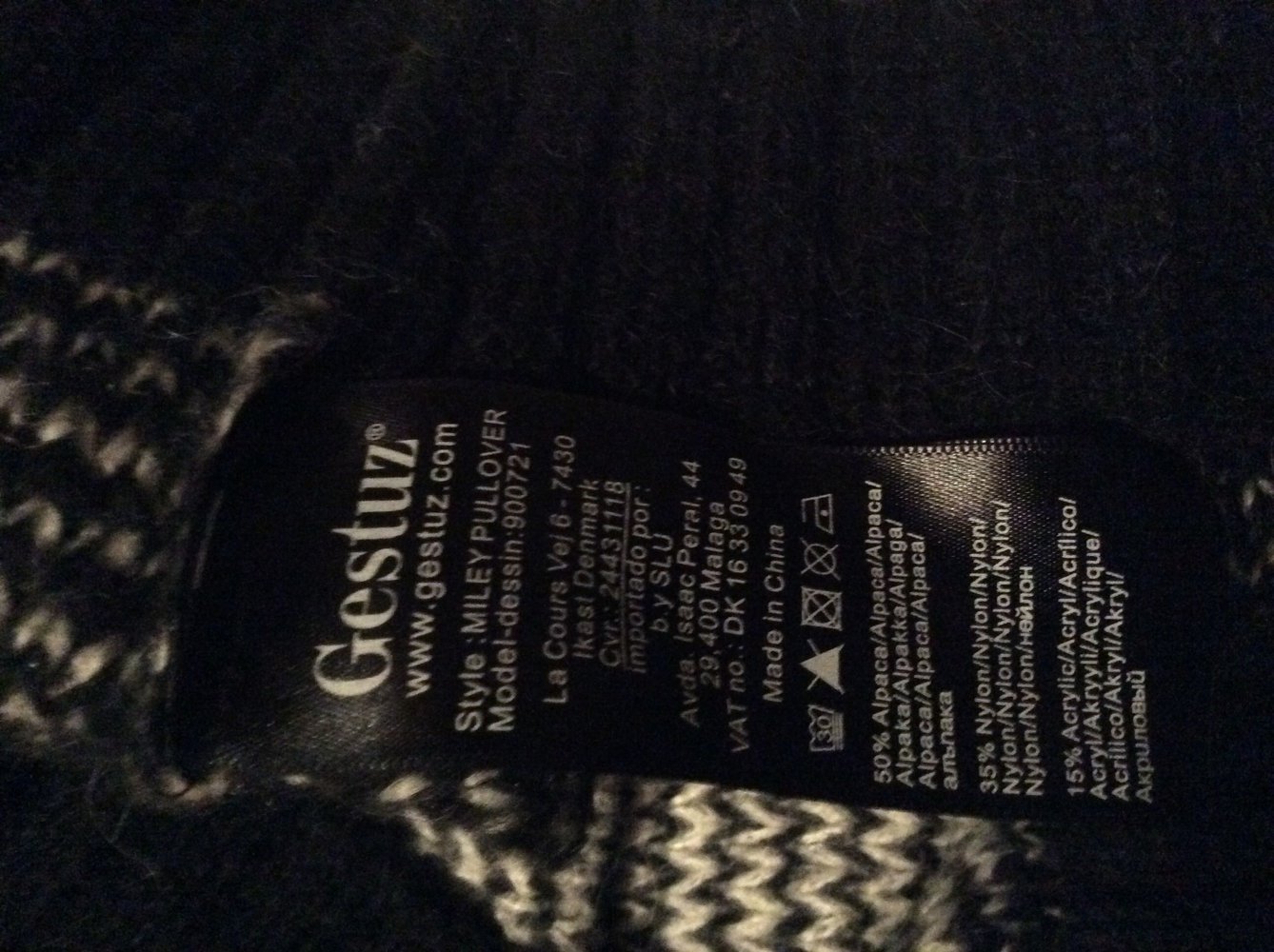 Gestuz Miley Pulli Pullover XS Damen 34/36 schwarz weiß neu Alpaka Strickpulli 