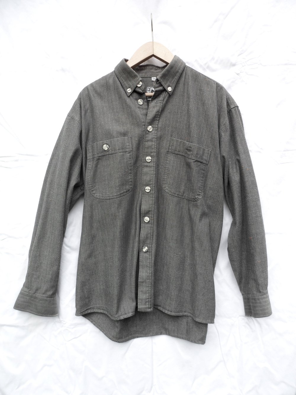 Vintage Hemd Grau Meliert