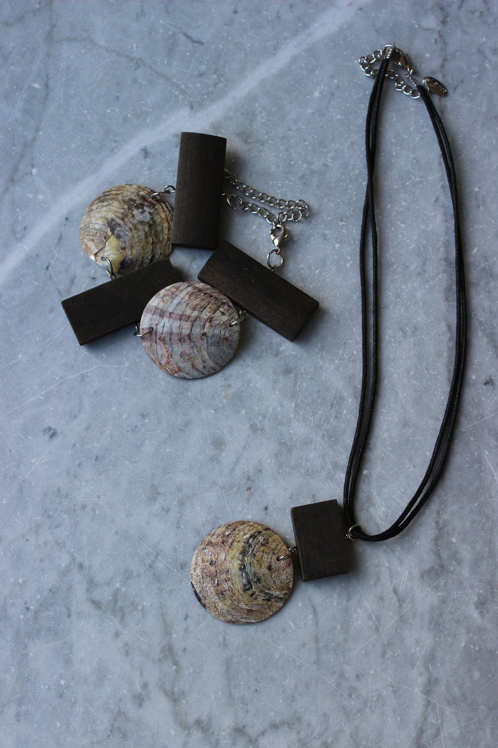 Schmuck-Set Muschel Holz