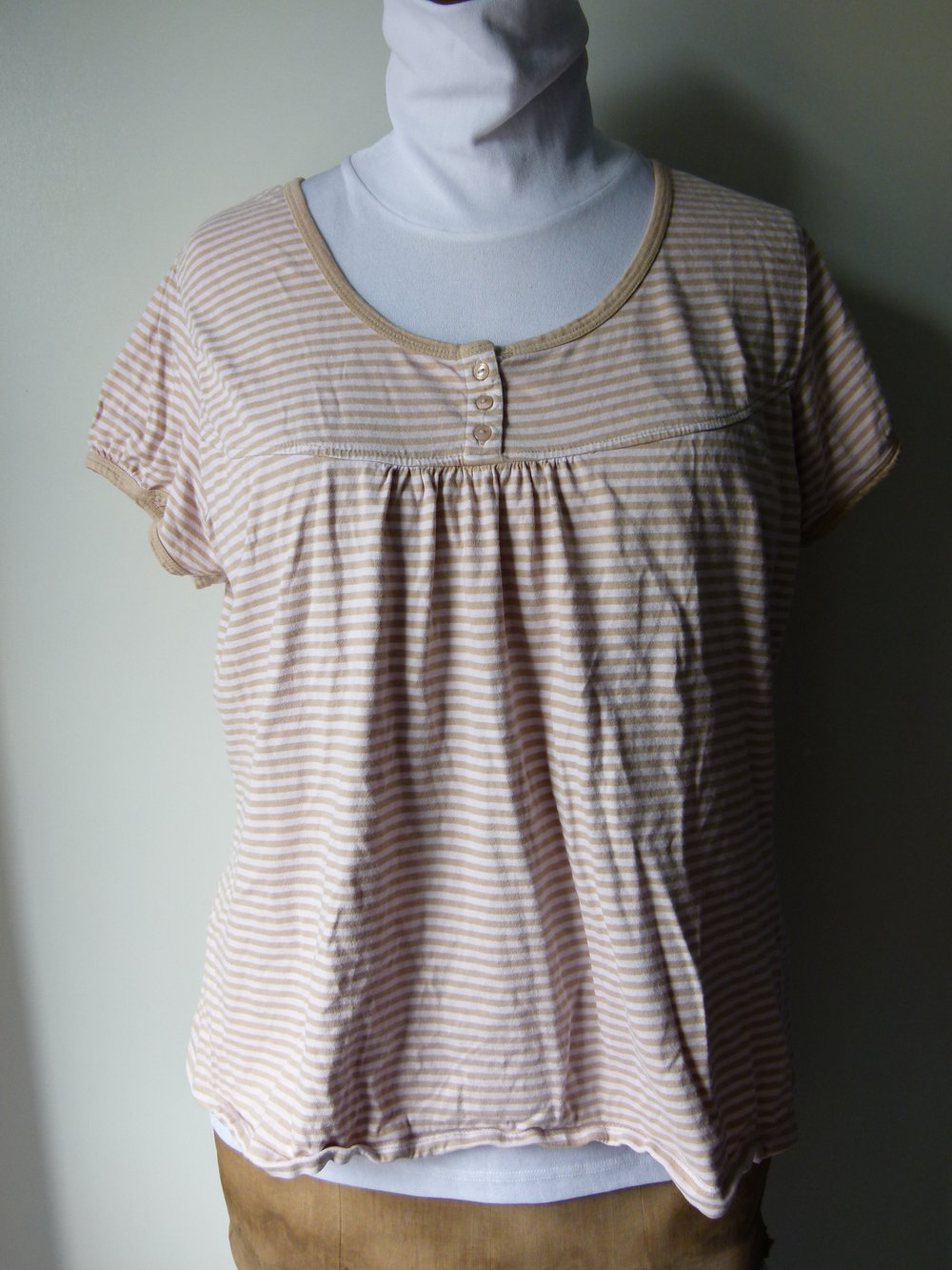 Ringel Shirt, nude beige gestreift, Retro Mori Casual