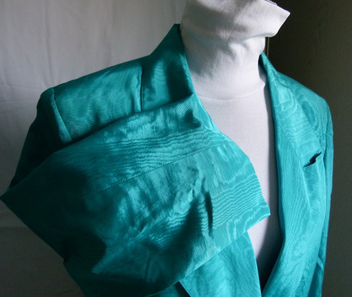 Moiré Blazer Cardigan, mint türkis, aus den 1980ern, Retro 80s Glam Vintage Lagenlook