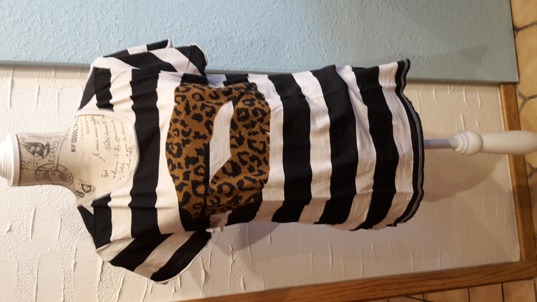 Tshirt, Zara gr. L, leoprint, streifen, schwarz, Kiss, Punk, Emo,
