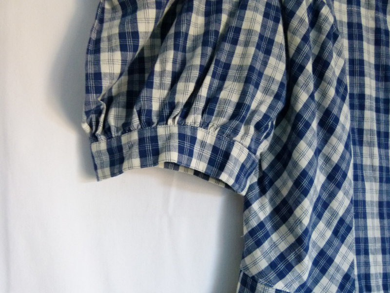 Folklore Kleid, blau cremeweiß kariert, Trachten Landhaus Boho Mori Hippie Vintage Retro Cottagecore