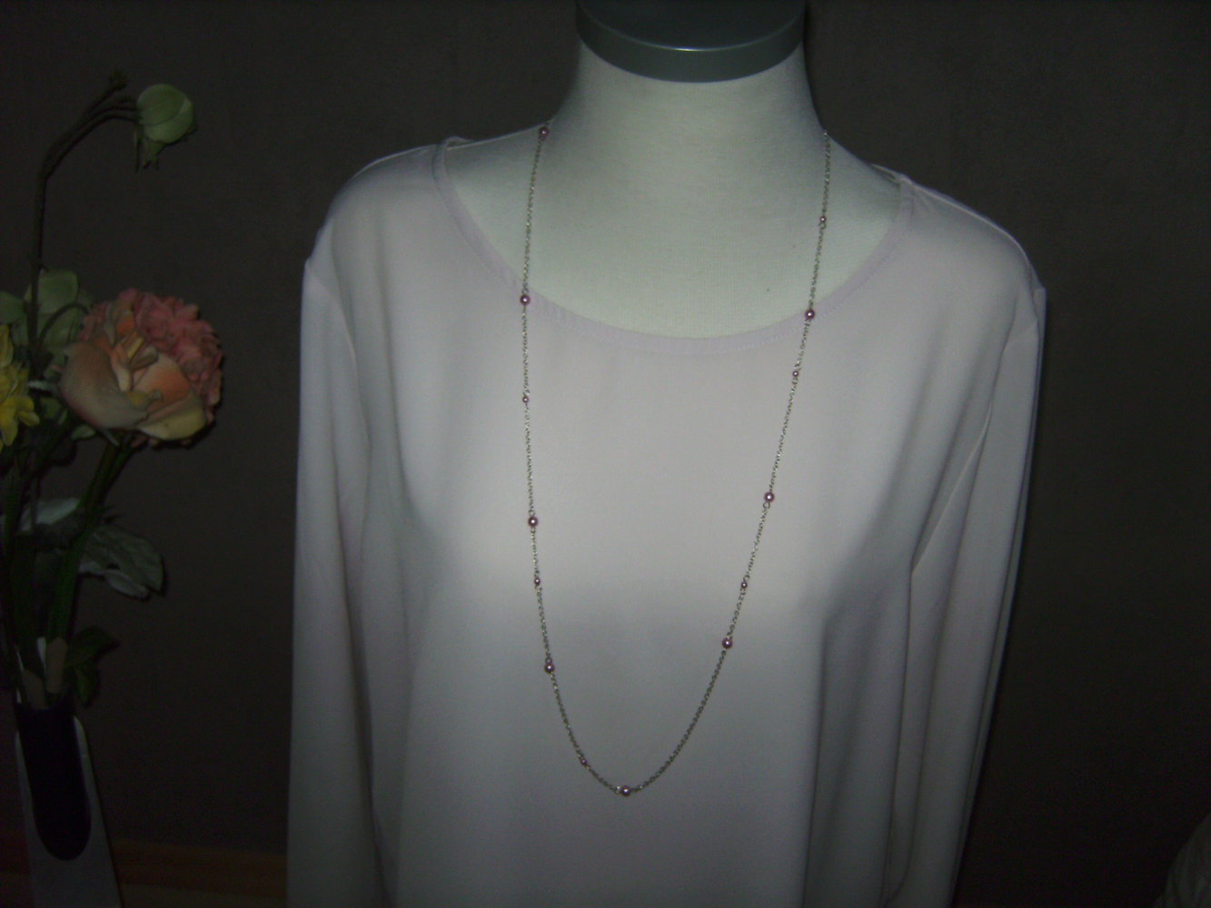 Tunika, Bluse Chiffon, Langarm Oberteil XL, Basic Kombinierbar nudefarben Lachs