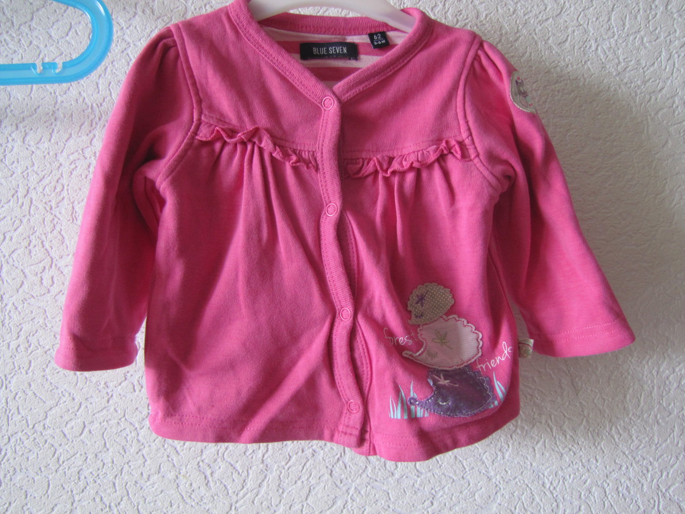 zuckersüße Sweatjacke mit Tierapplikationen Gr. 62
