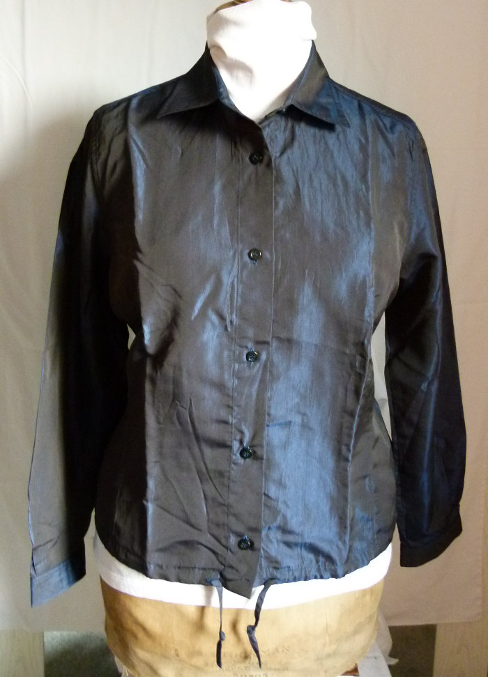Schimmernde Bluse Hemd, nachtblau irisierend, Gothic Boho Festival Goa