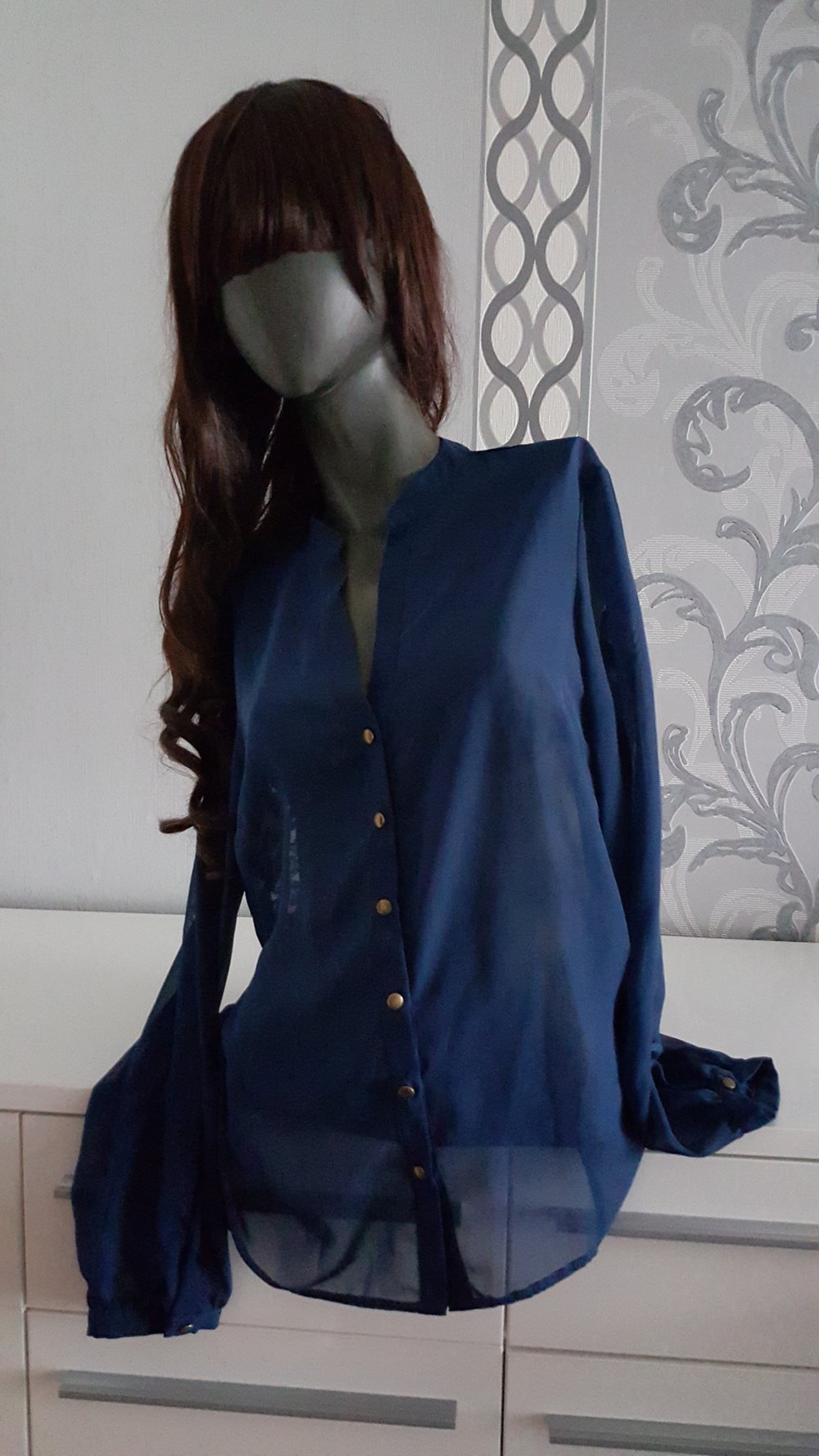 Bluse Jäckchen mit Spitzen L / XL 40 / 42 Blau