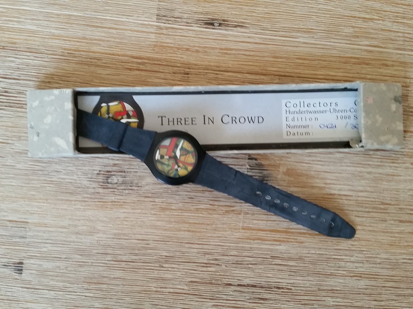 Friedensreich Hundertwasser Armbanduhr Uhr Three in Crowd Nr 0424/3000 OVP mit Zertifikat