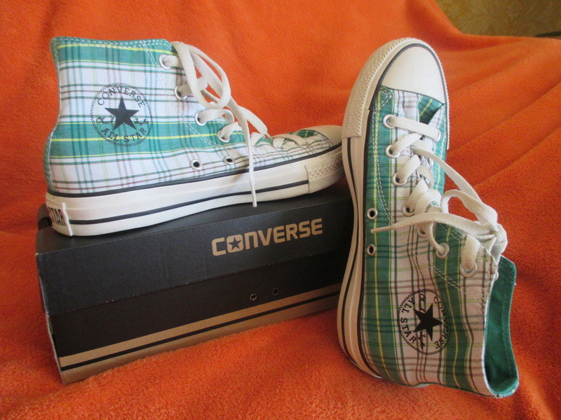 NEU * Ausgefallen * stylisch * Karo * Chucks Stoff- Schuhe * Sneaker ''Converse All Star'' Gr. 39/ 6 * grün * RAR *
