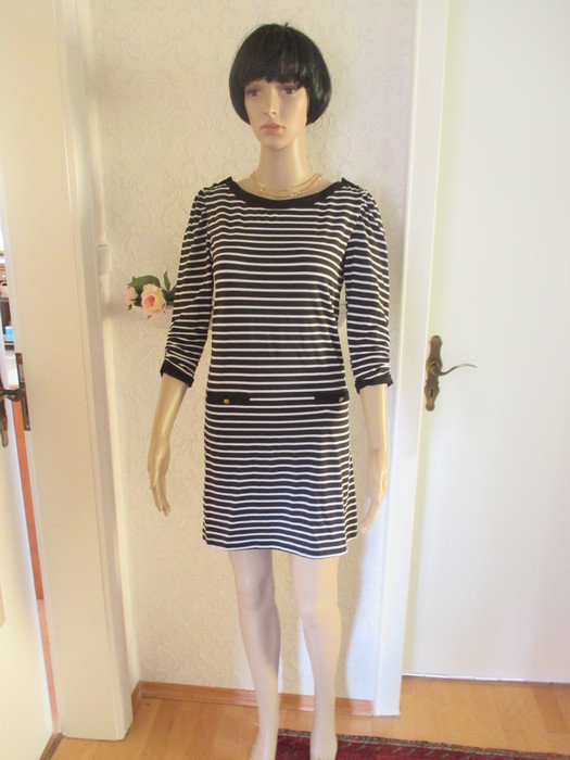 NEU Marine Sailor Maritim Streifen Strech Feinstrick Kleid 