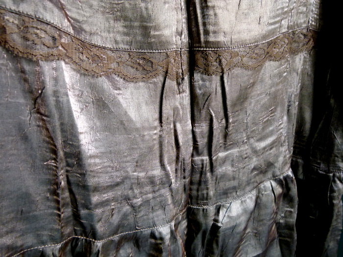 Stufen Rock aus Satin mit Spitze, braun, Mori Boho Lagenlook Goa Festival Larp Steampunk