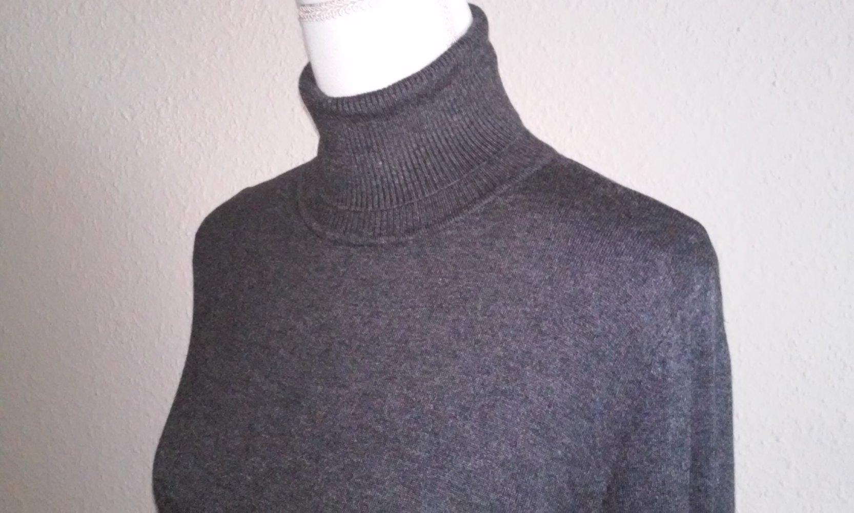 Rollkragenpullover Pullover Rolli Pulli anthrazit anschiegsam weich