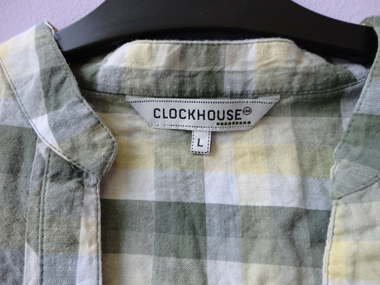 Bluse Hemd kurz kariert grün gelb weiß Clockhouse C&A Sommer Basic M