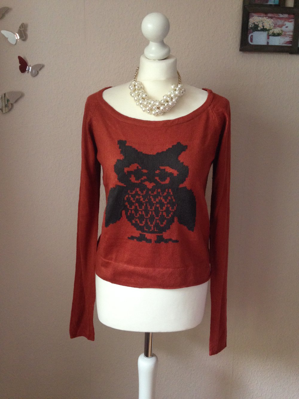 Shirt Strickpullover mit Eule von Fresh Made