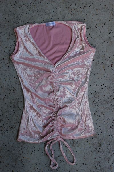 Panne Samt Top pink rosa Tunnel-Zug