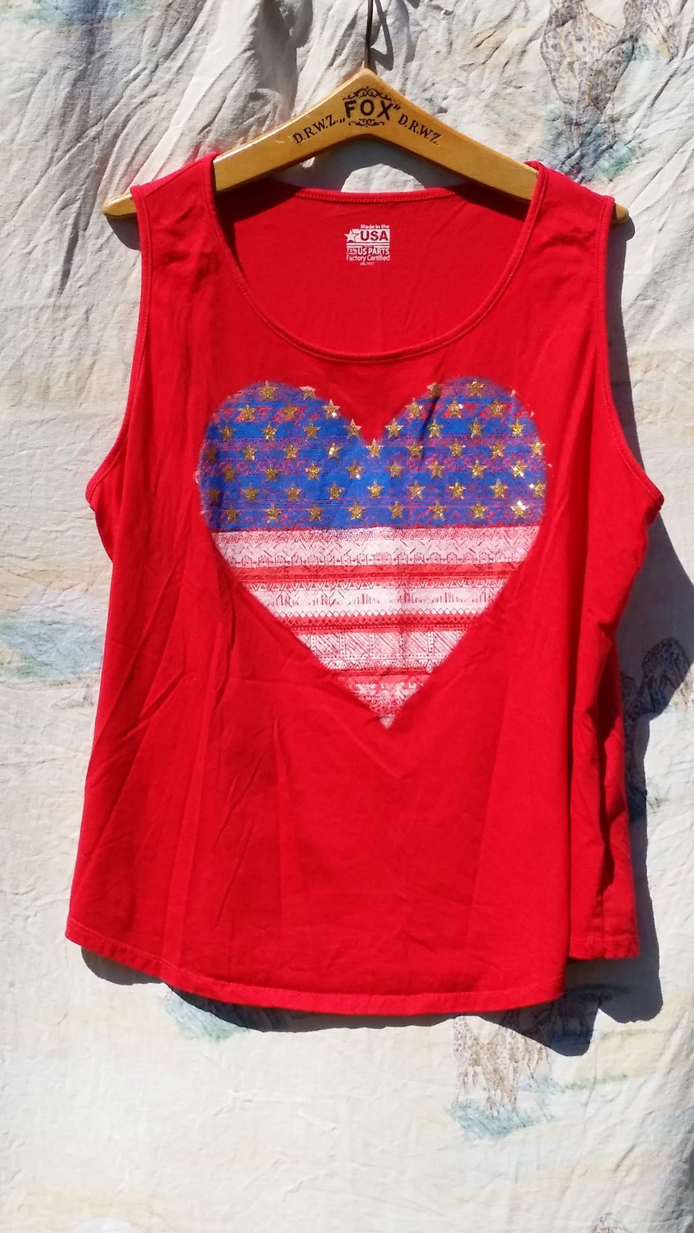 rotes Damentop - Motiv Love Amerika - gebraucht