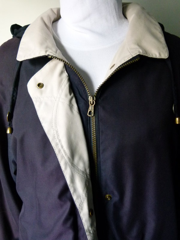 Leichter Parka Anorak, nachtblau natur, mit Kapuze, Boho Mori Retro Vintage Festival