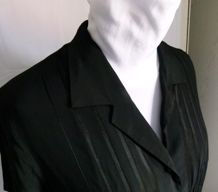 Vintage Bluse, schwarz, monochrom gestreift, Retro Sixties 60s Rockabilly Gothic Mori Retro