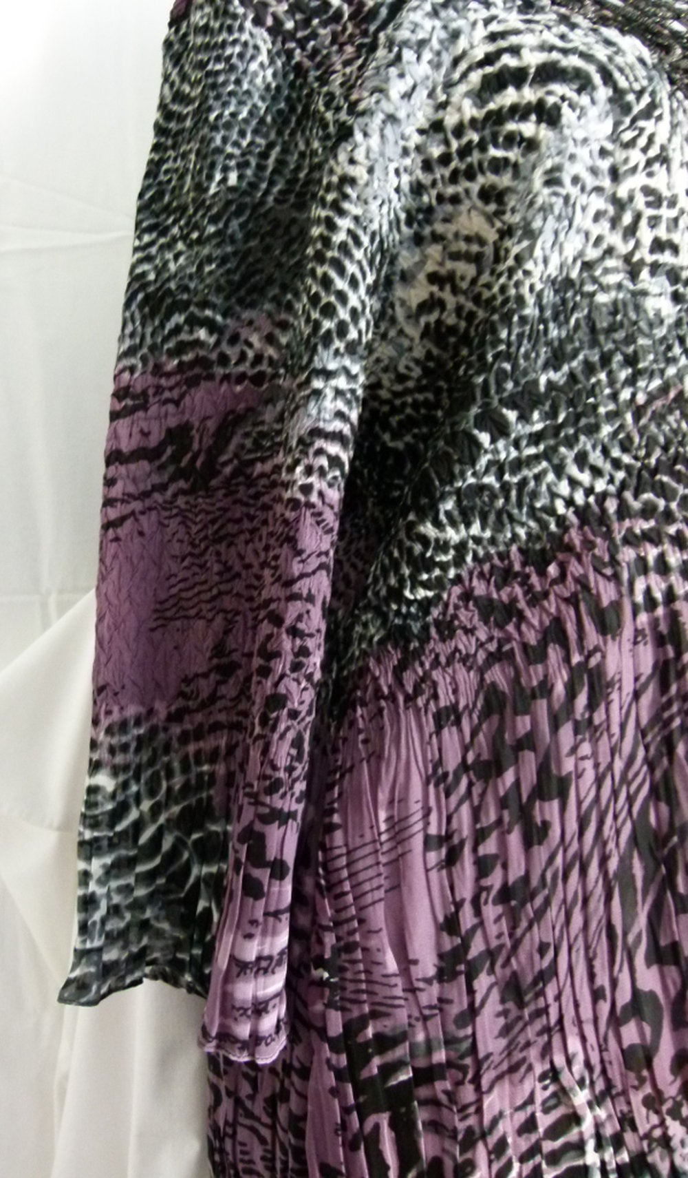 Chiffon Sommer Tunika, violett schwarz, mit Applikation, Boho Lagenlook Goa Festival Mori