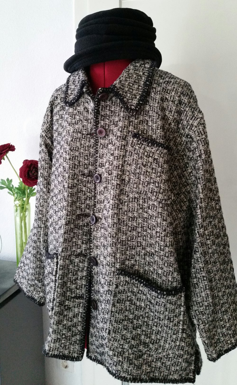 Hübsche, leichte Übergangsjacke im Vintage-Stil mit Salt'n'Pepper-Muster