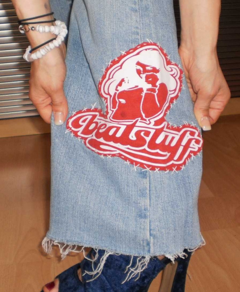 Custom-Jeans: Skater Bandana Beatsteaks-Design! Weltweites Unikat in XS-S!