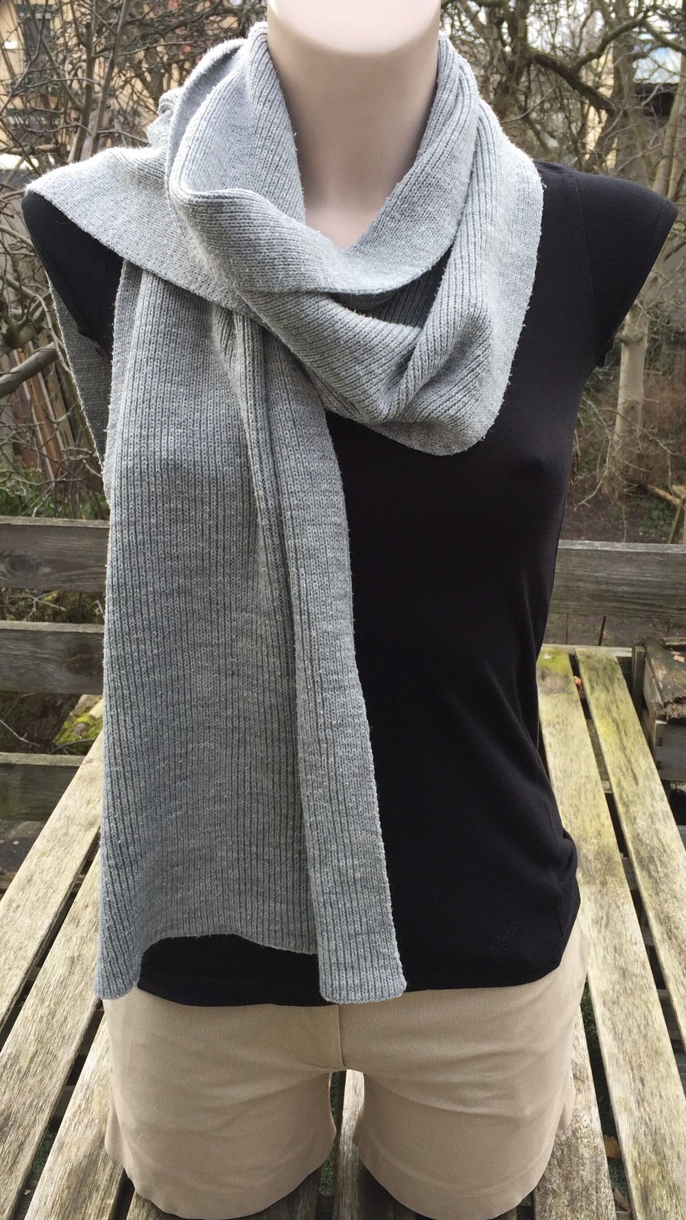 SCHAL Strickschal FEINSTRICK  grau 