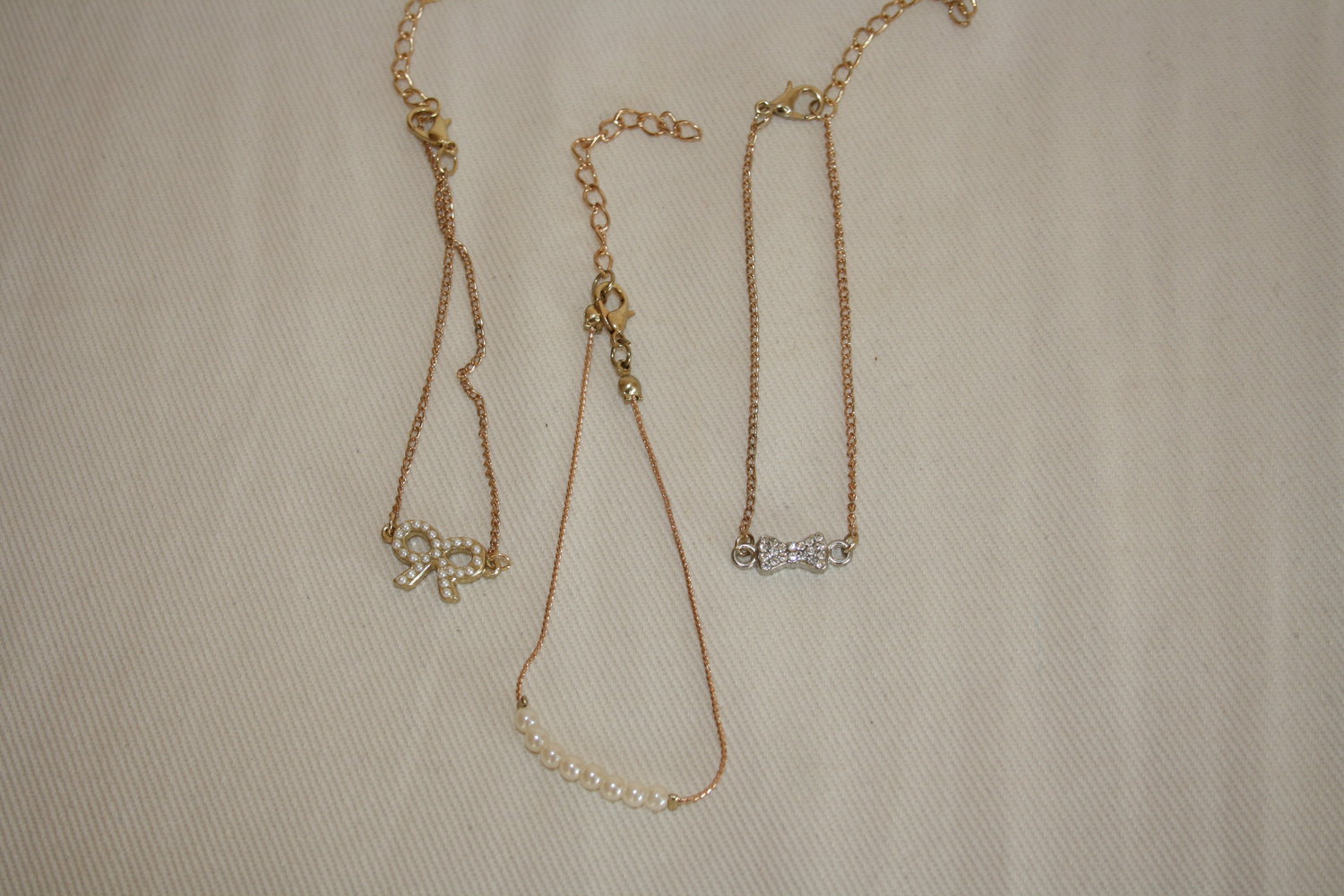 * Armband Set gold Glitzer Perlen Schleife