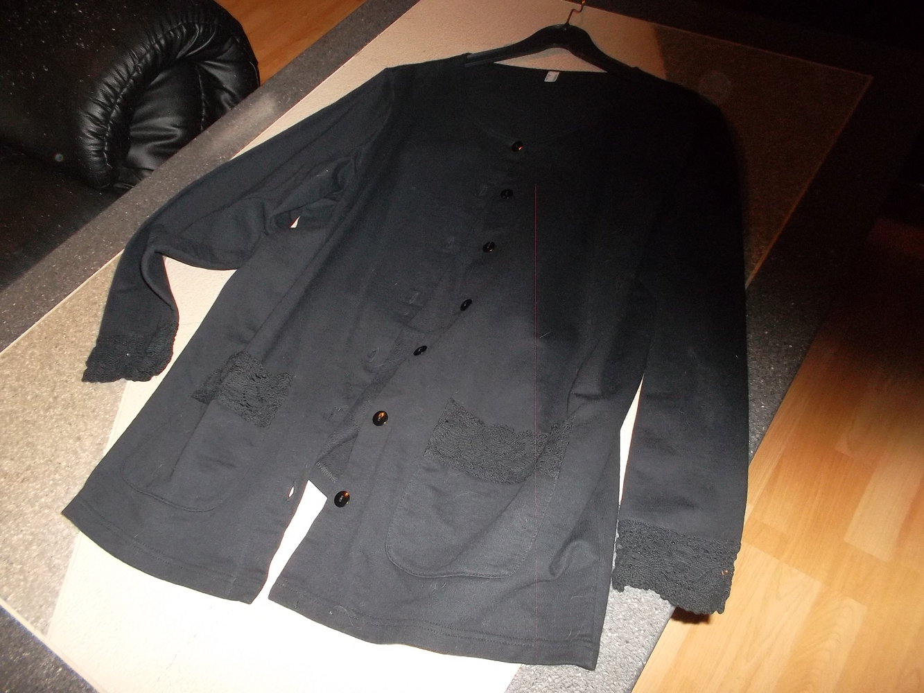 schwarze stoffjacke/bluse,grösse 42