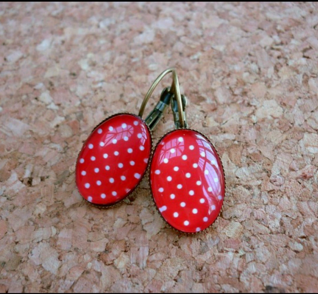 Ohrhänger Polka Dots rot weiß Rockabilly emo gothic Punkte Ohrringe