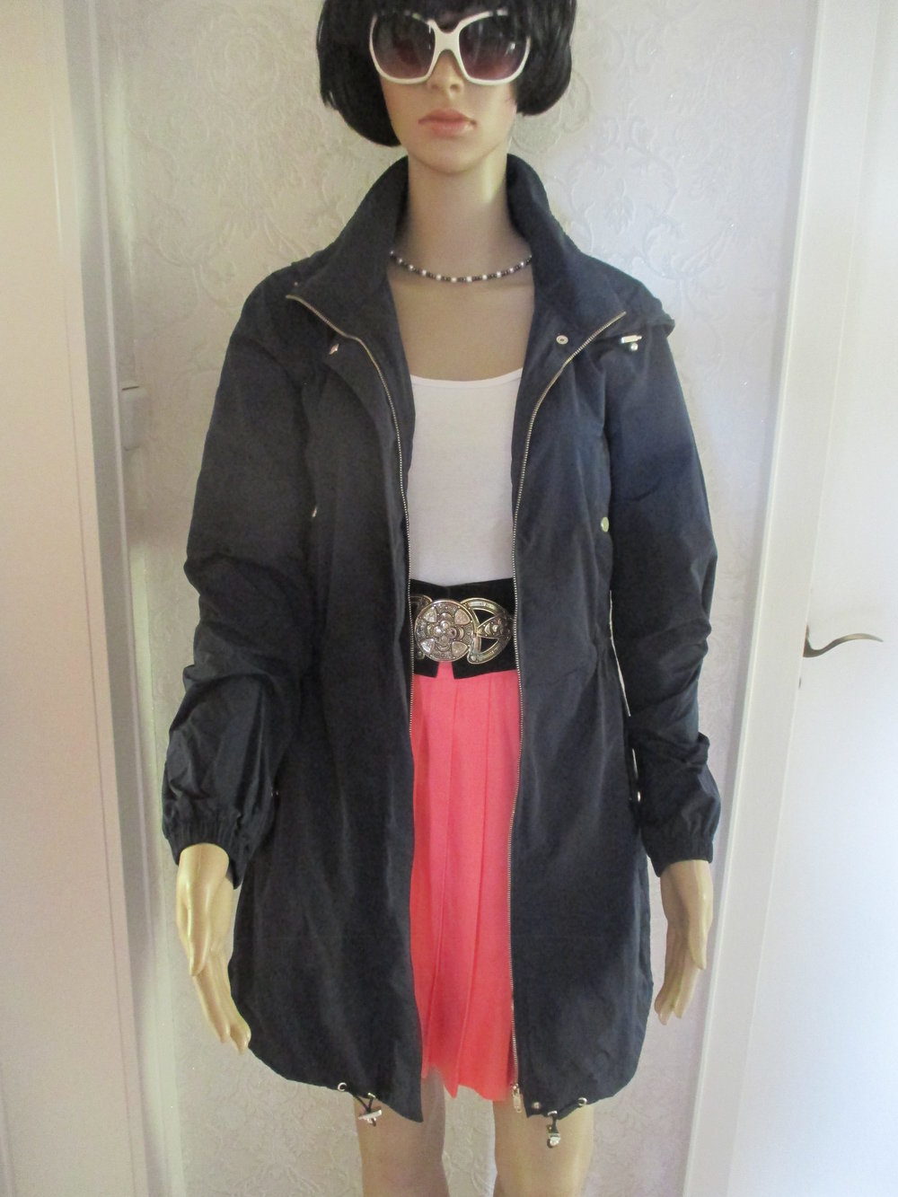 NEU Seidige/r, Multifunktion Trench Coat Kapuzen Long- Jacke oder Kurz- Mantel 