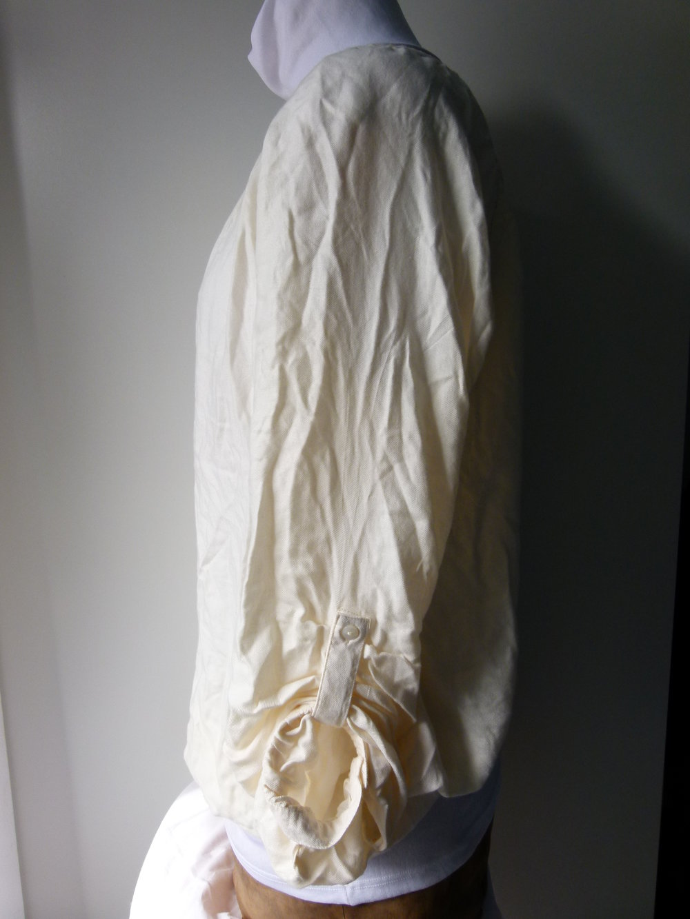 Shirt mit Spitzenborte, creme weiß nude, Boho Mori Landleben Larp Festival Goa Elfen Sommer
