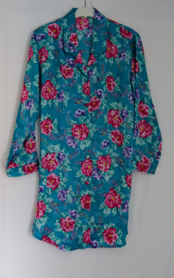 Satin Nachthemd Blumenmuster, NEU, Hippie Romantik Mori 