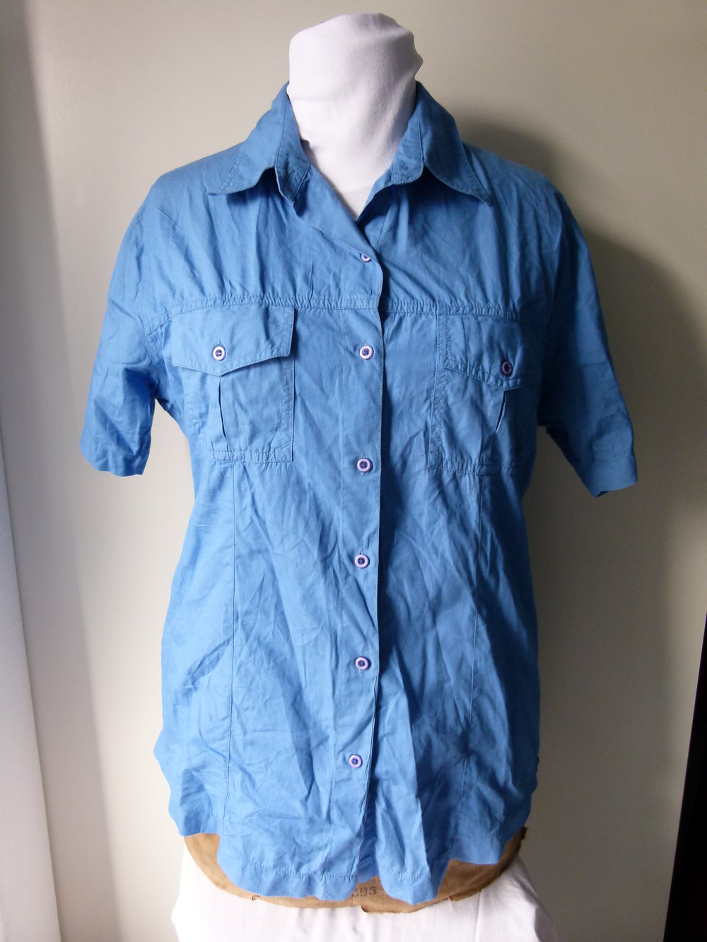 Bluse Hemd im Boyfriend-Stil, blau, Retro Vintage Casual Festival Sommer