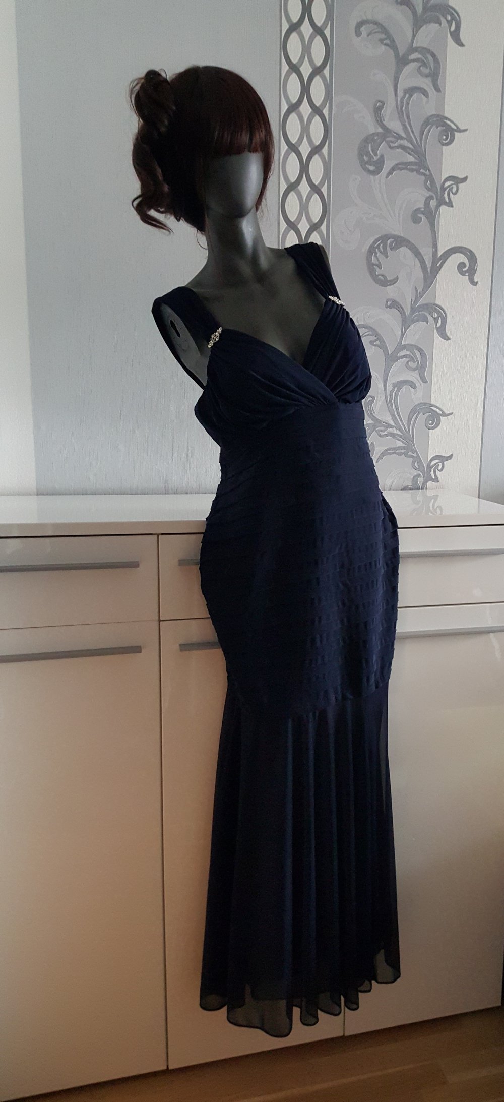 Elegantes Abendkleid Meerjungfrau Stil Hochzeit besondere Anlässe Strass ausgez. 16 44 XL Neu